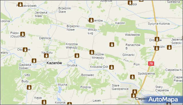 mapa Kroczów Mniejszy, Kroczów Mniejszy na mapie Targeo