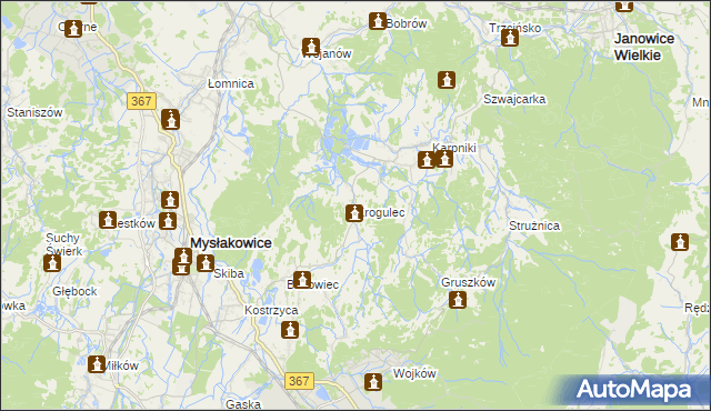 mapa Krogulec gmina Mysłakowice, Krogulec gmina Mysłakowice na mapie Targeo