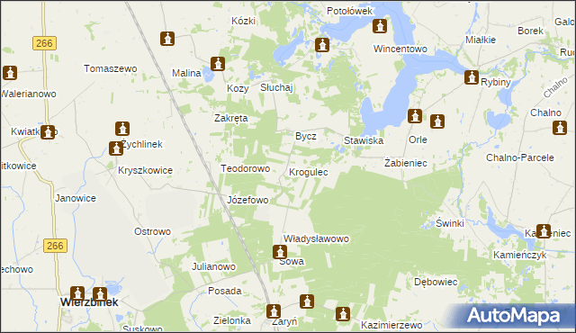 mapa Krogulec gmina Piotrków Kujawski, Krogulec gmina Piotrków Kujawski na mapie Targeo