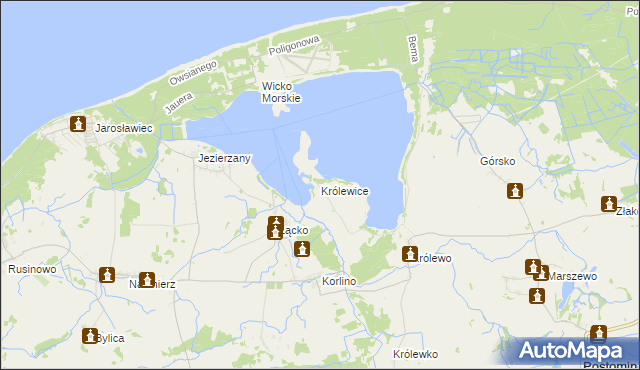 mapa Królewice gmina Postomino, Królewice gmina Postomino na mapie Targeo