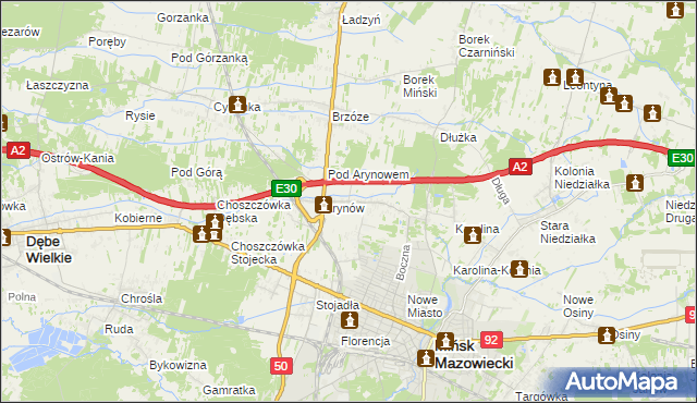 mapa Królewiec gmina Mińsk Mazowiecki, Królewiec gmina Mińsk Mazowiecki na mapie Targeo