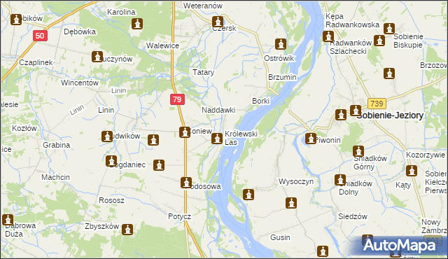 mapa Królewski Las gmina Góra Kalwaria, Królewski Las gmina Góra Kalwaria na mapie Targeo