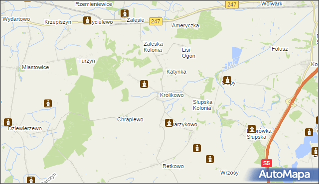 mapa Królikowo gmina Szubin, Królikowo gmina Szubin na mapie Targeo