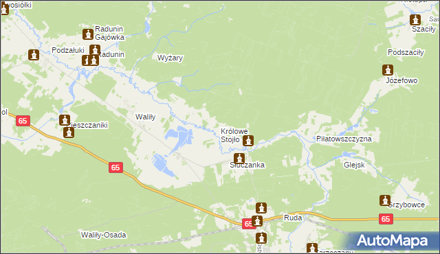 mapa Królowe Stojło, Królowe Stojło na mapie Targeo