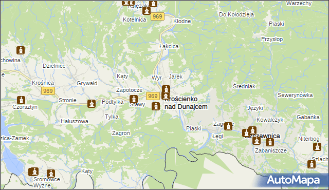 mapa Krościenko nad Dunajcem, Krościenko nad Dunajcem na mapie Targeo