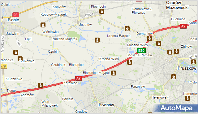 mapa Krosna-Wieś, Krosna-Wieś na mapie Targeo