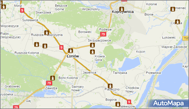 mapa Krowia Góra, Krowia Góra na mapie Targeo