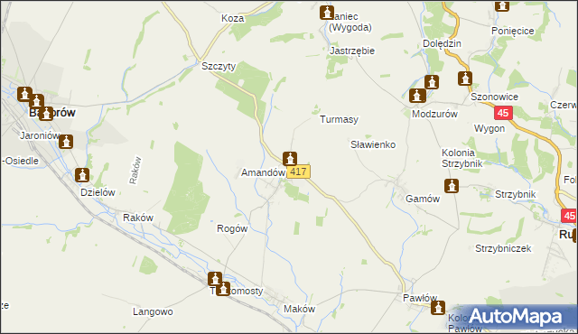 mapa Krowiarki, Krowiarki na mapie Targeo