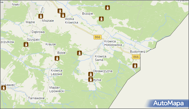 mapa Krowica Sama, Krowica Sama na mapie Targeo