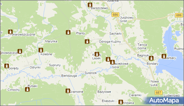 mapa Krugły Lasek, Krugły Lasek na mapie Targeo