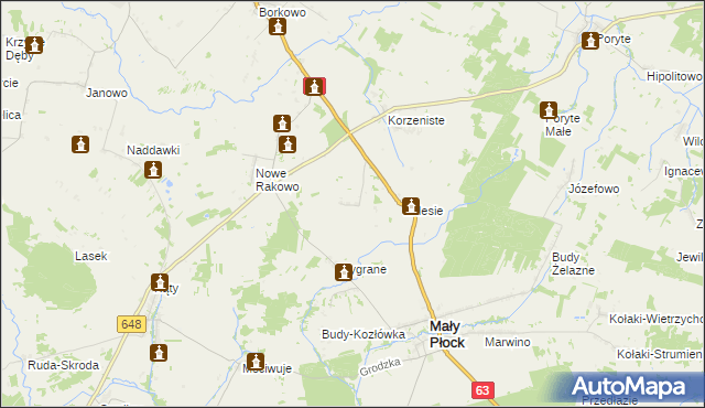 mapa Krukówka gmina Mały Płock, Krukówka gmina Mały Płock na mapie Targeo