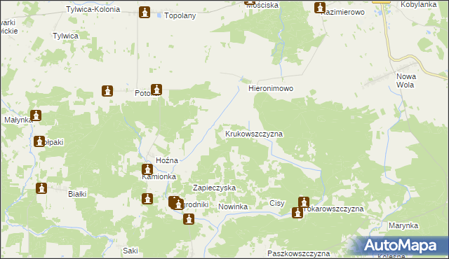 mapa Krukowszczyzna gmina Michałowo, Krukowszczyzna gmina Michałowo na mapie Targeo