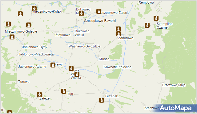 mapa Krusze gmina Janowiec Kościelny, Krusze gmina Janowiec Kościelny na mapie Targeo