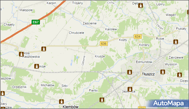 mapa Krusze gmina Klembów, Krusze gmina Klembów na mapie Targeo