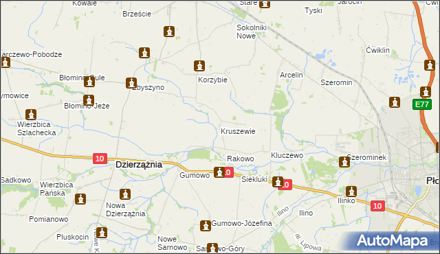 mapa Kruszewie, Kruszewie na mapie Targeo