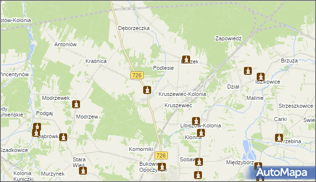 mapa Kruszewiec-Kolonia, Kruszewiec-Kolonia na mapie Targeo