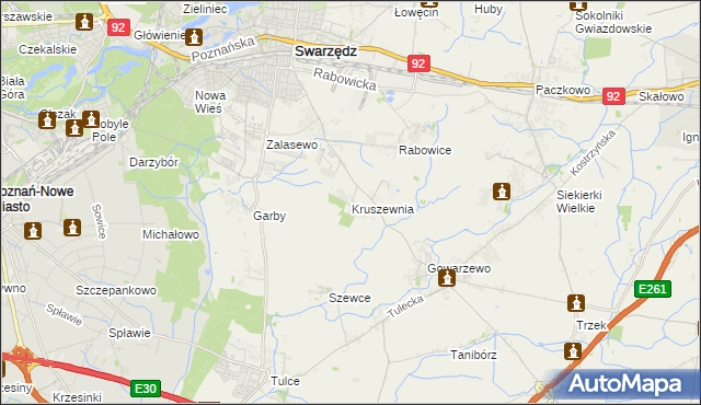 mapa Kruszewnia gmina Swarzędz, Kruszewnia gmina Swarzędz na mapie Targeo