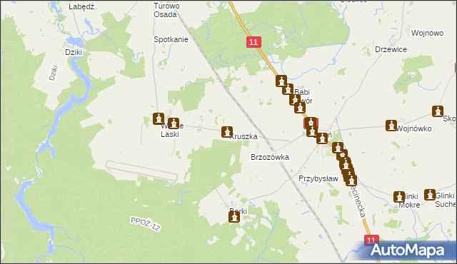 mapa Kruszka gmina Okonek, Kruszka gmina Okonek na mapie Targeo