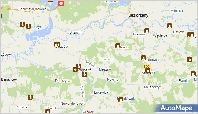 mapa Kruszyna gmina Michów, Kruszyna gmina Michów na mapie Targeo