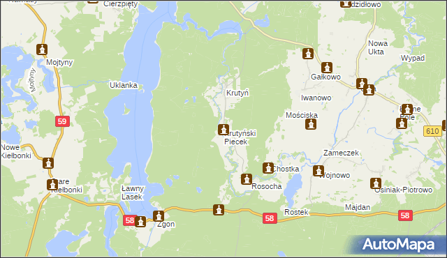 mapa Krutyński Piecek, Krutyński Piecek na mapie Targeo