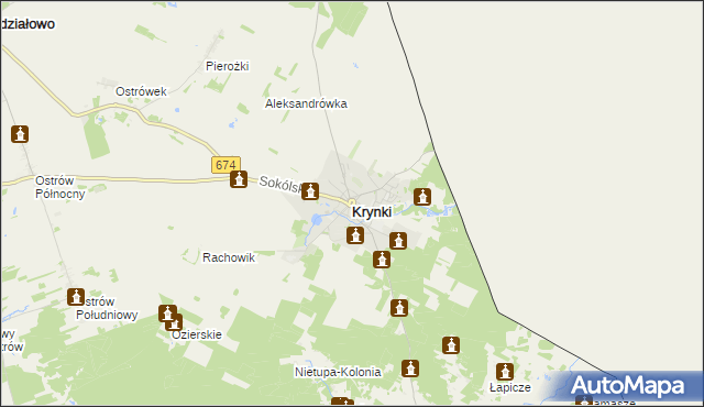 mapa Krynki powiat sokólski, Krynki powiat sokólski na mapie Targeo