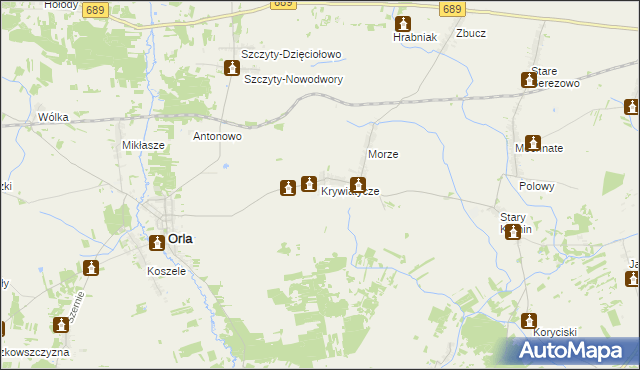 mapa Krywiatycze, Krywiatycze na mapie Targeo