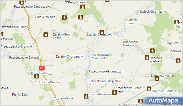 mapa Krzeczkowo Mianowskie, Krzeczkowo Mianowskie na mapie Targeo