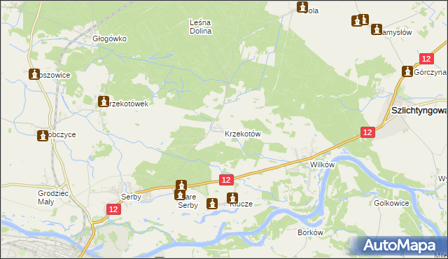 mapa Krzekotów, Krzekotów na mapie Targeo