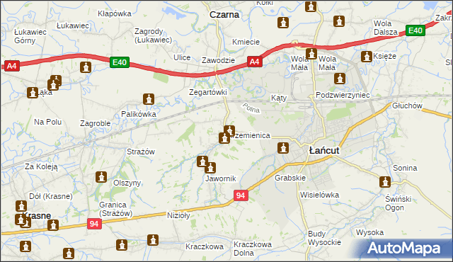 mapa Krzemienica gmina Czarna, Krzemienica gmina Czarna na mapie Targeo