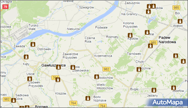 mapa Krzemienica gmina Gawłuszowice, Krzemienica gmina Gawłuszowice na mapie Targeo