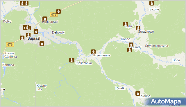 mapa Krzemienne, Krzemienne na mapie Targeo