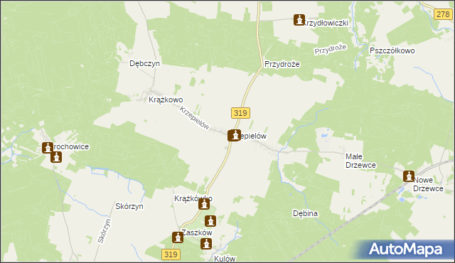 mapa Krzepielów, Krzepielów na mapie Targeo