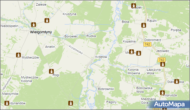 mapa Krzętów, Krzętów na mapie Targeo