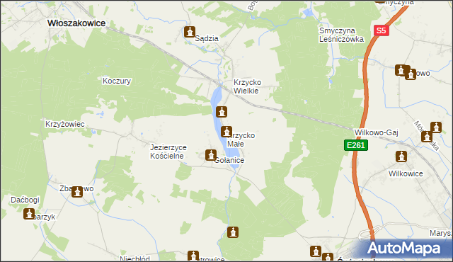 mapa Krzycko Małe, Krzycko Małe na mapie Targeo