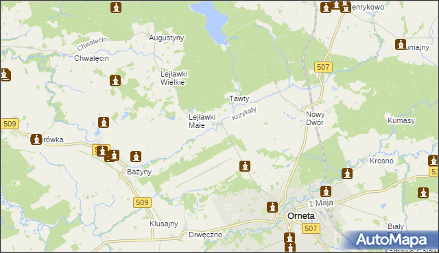 mapa Krzykały, Krzykały na mapie Targeo