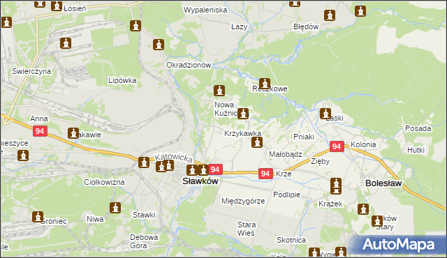 mapa Krzykawka, Krzykawka na mapie Targeo