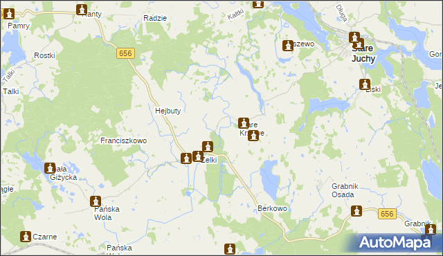 mapa Krzywe gmina Wydminy, Krzywe gmina Wydminy na mapie Targeo