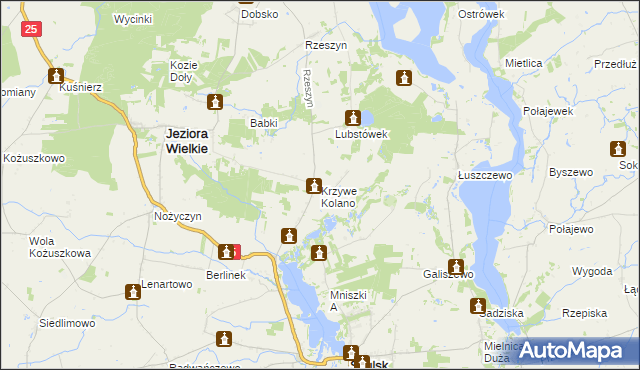 mapa Krzywe Kolano, Krzywe Kolano na mapie Targeo