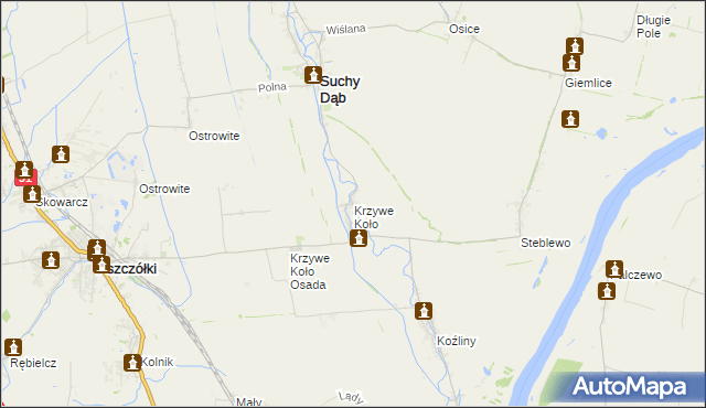 mapa Krzywe Koło, Krzywe Koło na mapie Targeo