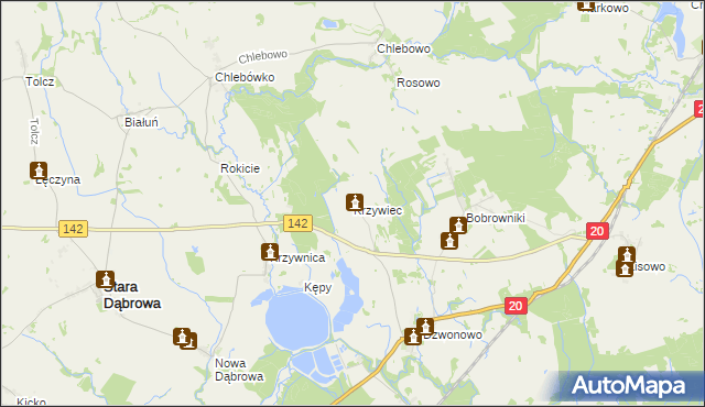 mapa Krzywiec gmina Marianowo, Krzywiec gmina Marianowo na mapie Targeo