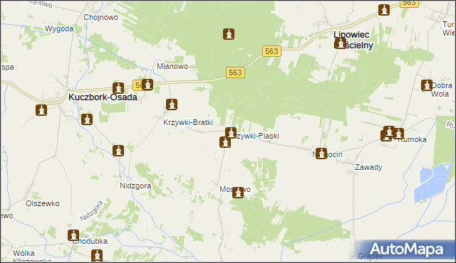 mapa Krzywki-Piaski, Krzywki-Piaski na mapie Targeo