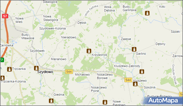 mapa Krzywonoś, Krzywonoś na mapie Targeo