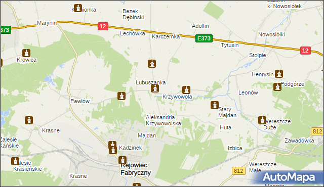 mapa Krzywowola, Krzywowola na mapie Targeo
