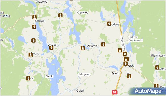 mapa Krzywy Róg gmina Piecki, Krzywy Róg gmina Piecki na mapie Targeo