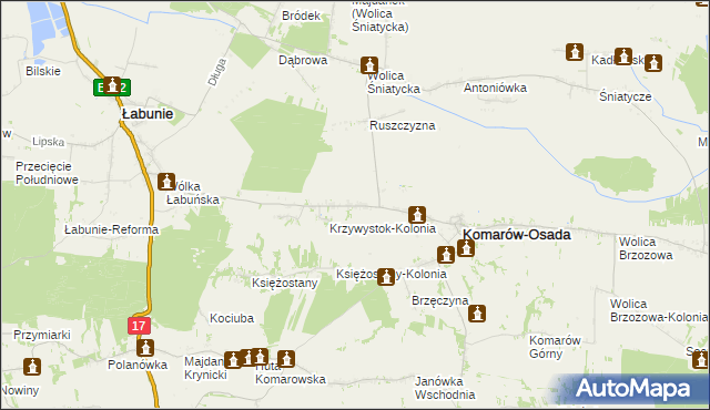 mapa Krzywystok, Krzywystok na mapie Targeo