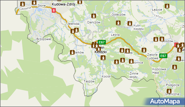 mapa Krzyżanów gmina Lewin Kłodzki, Krzyżanów gmina Lewin Kłodzki na mapie Targeo