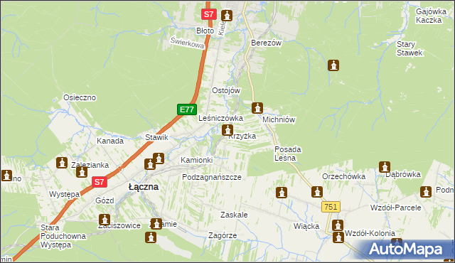 mapa Krzyżka, Krzyżka na mapie Targeo