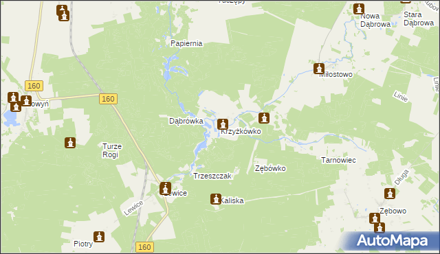 mapa Krzyżkówko, Krzyżkówko na mapie Targeo