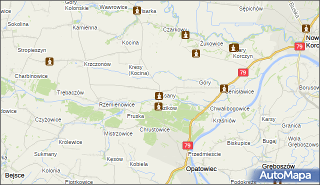 mapa Ksany, Ksany na mapie Targeo