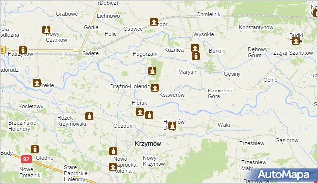 mapa Ksawerów gmina Kramsk, Ksawerów gmina Kramsk na mapie Targeo